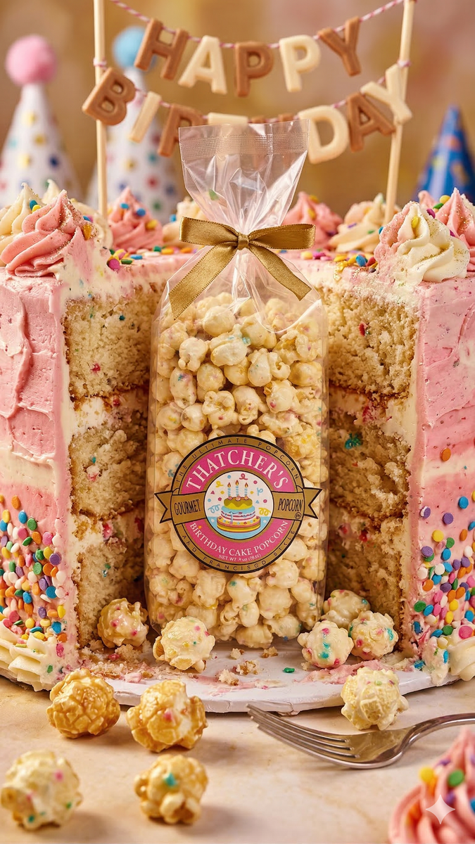 Thatcher's Gourmet Birthday Cake Flavor Popcorn - 8oz Deluxe Bag