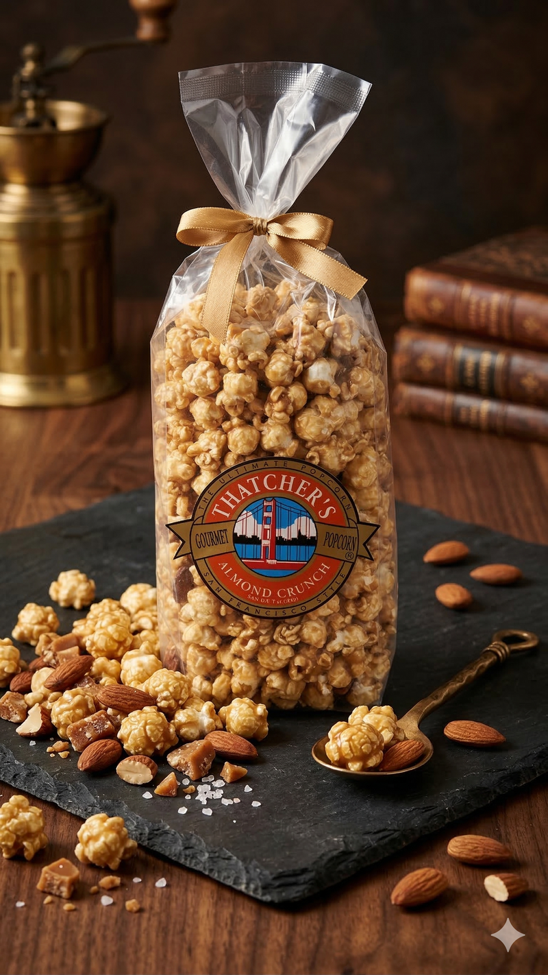 8 oz Almond Crunch Caramel Popcorn - Delicious Nutty Treat