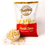 Popcorn in the bowl and Thachers Kettle Corn bags in the background